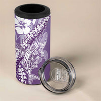 Hawaii Puakenikeni And Maile Lei 4 in 1 Can Cooler Tumbler Violet Polynesian Shark Tattoo DT05