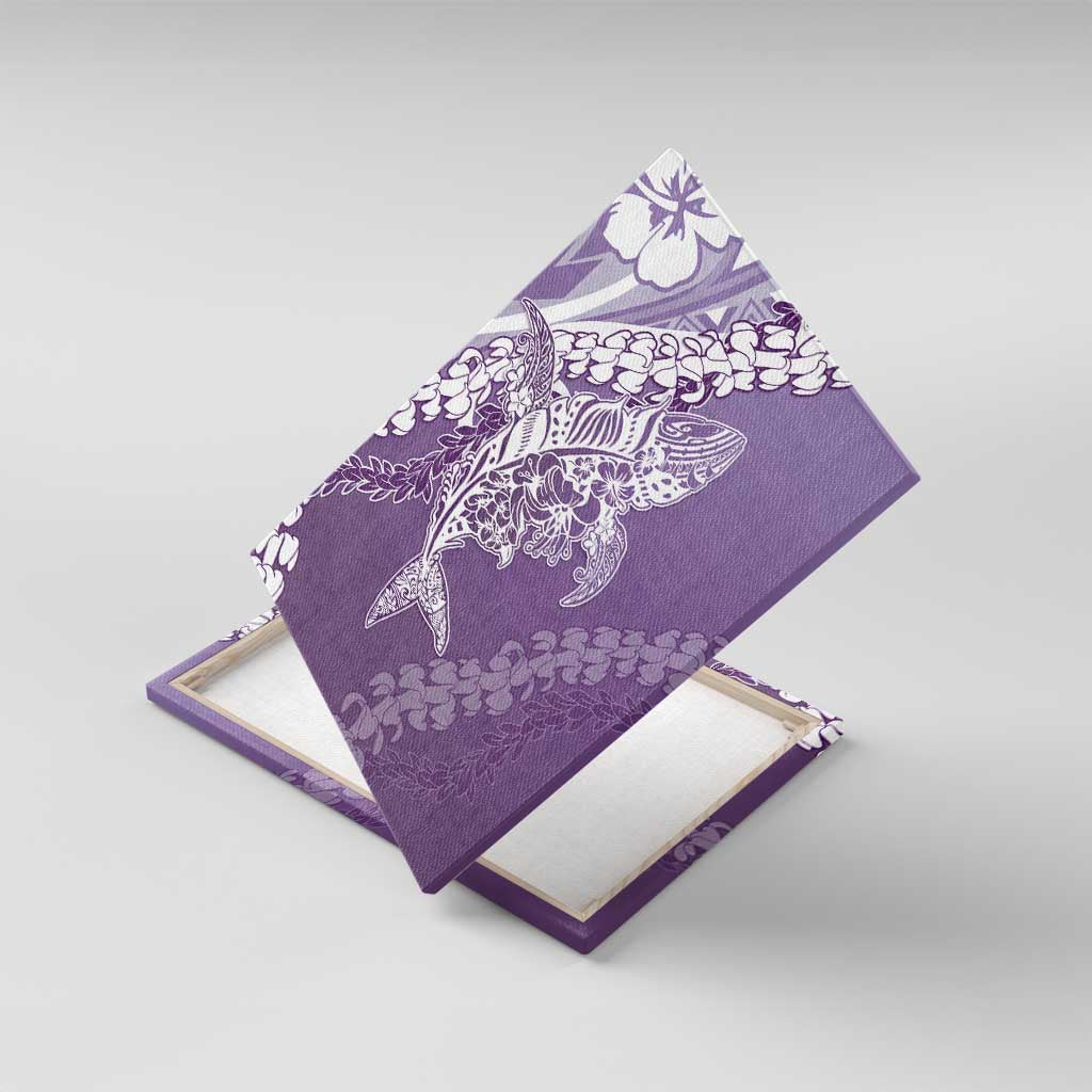 Hawaii Puakenikeni And Maile Lei Canvas Wall Art Violet Polynesian Shark Tattoo DT05