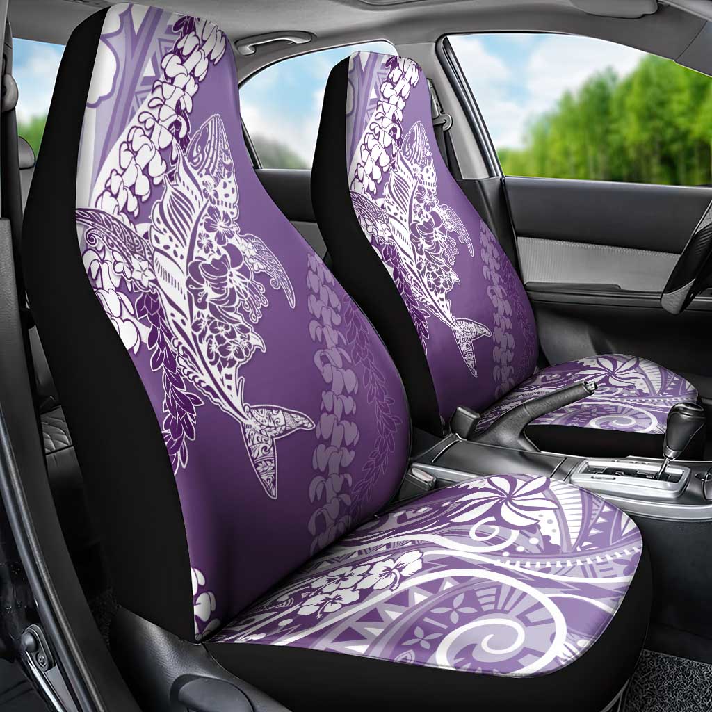 Hawaii Puakenikeni And Maile Lei Car Seat Cover Violet Polynesian Shark Tattoo DT05