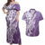 Hawaii Puakenikeni And Maile Lei Couples Matching Off Shoulder Maxi Dress and Hawaiian Shirt Violet Polynesian Shark Tattoo DT05