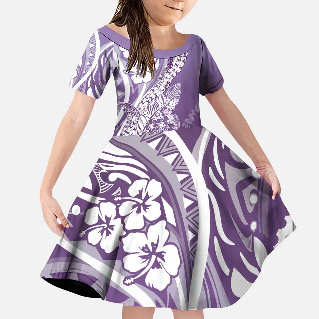 Hawaii Puakenikeni And Maile Lei Family Matching Puletasi and Hawaiian Shirt Violet Polynesian Shark Tattoo DT05