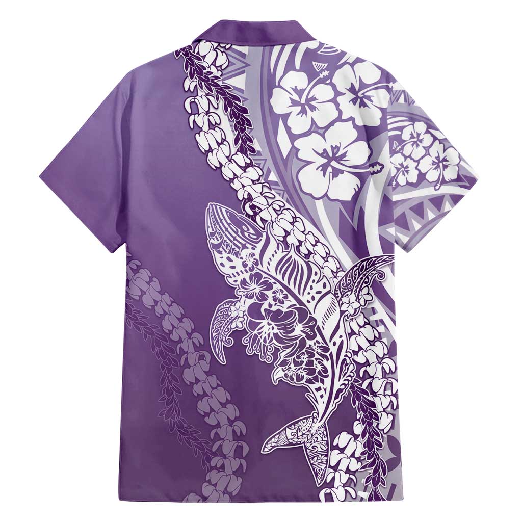 Hawaii Puakenikeni And Maile Lei Hawaiian Shirt Violet Polynesian Shark Tattoo DT05