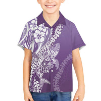 Hawaii Puakenikeni And Maile Lei Hawaiian Shirt Violet Polynesian Shark Tattoo DT05