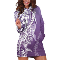 Hawaii Puakenikeni And Maile Lei Hoodie Dress Violet Polynesian Shark Tattoo DT05