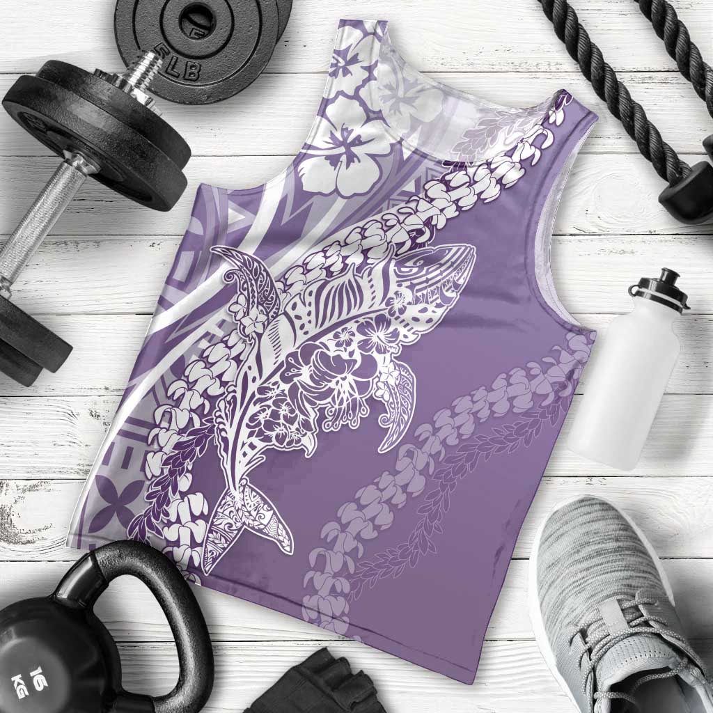Hawaii Puakenikeni And Maile Lei Men Tank Top Violet Polynesian Shark Tattoo DT05