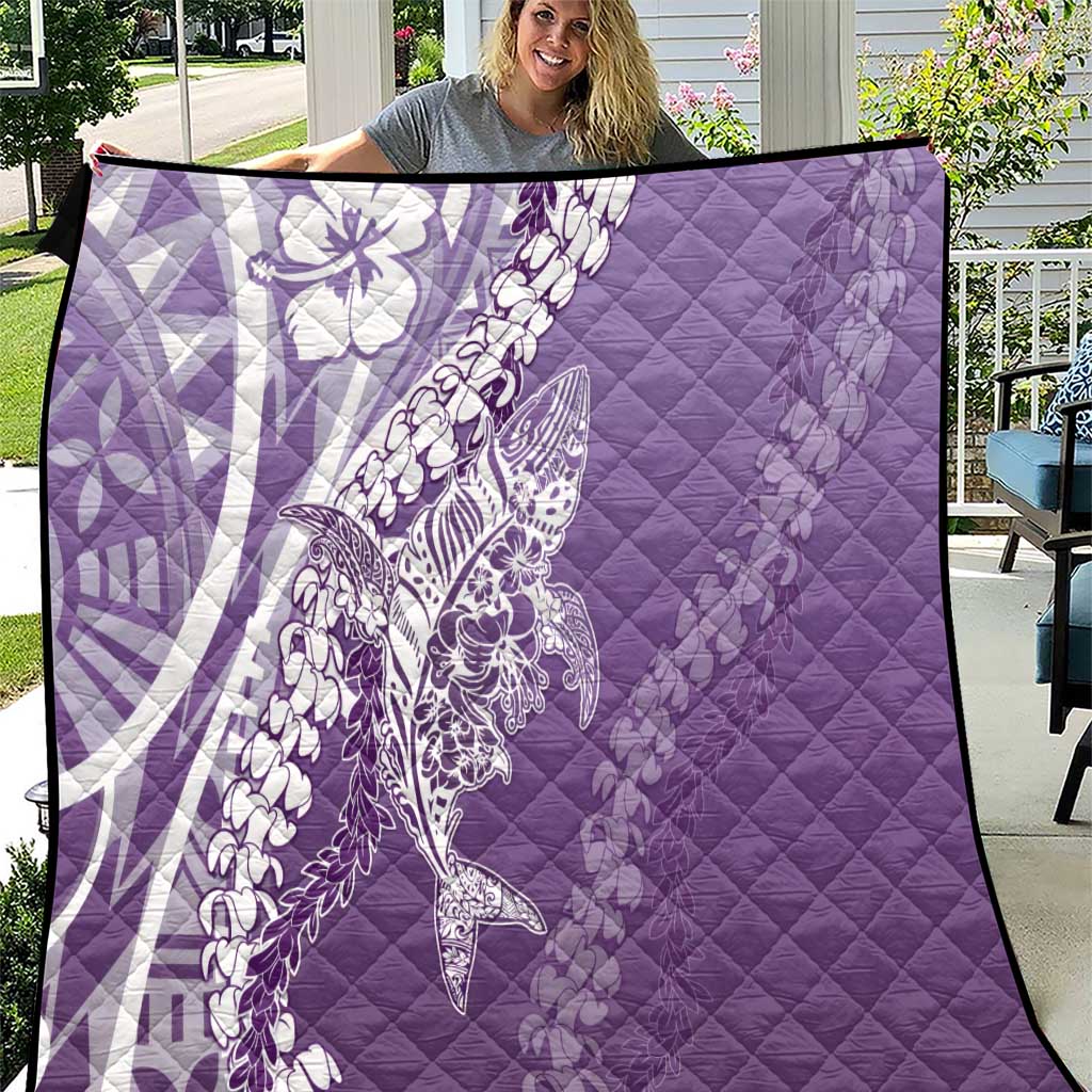 Hawaii Puakenikeni And Maile Lei Quilt Violet Polynesian Shark Tattoo DT05