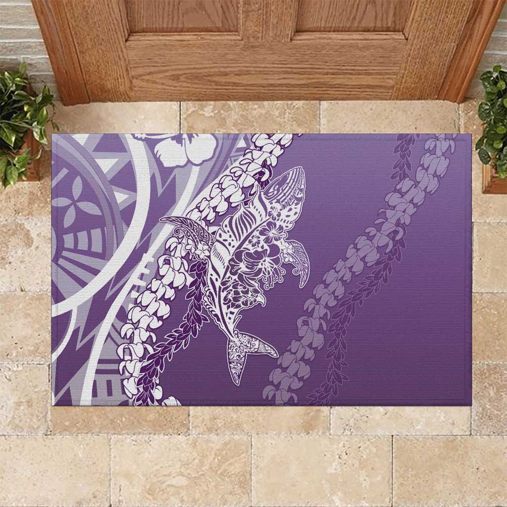 Hawaii Puakenikeni And Maile Lei Rubber Doormat Violet Polynesian Shark Tattoo DT05