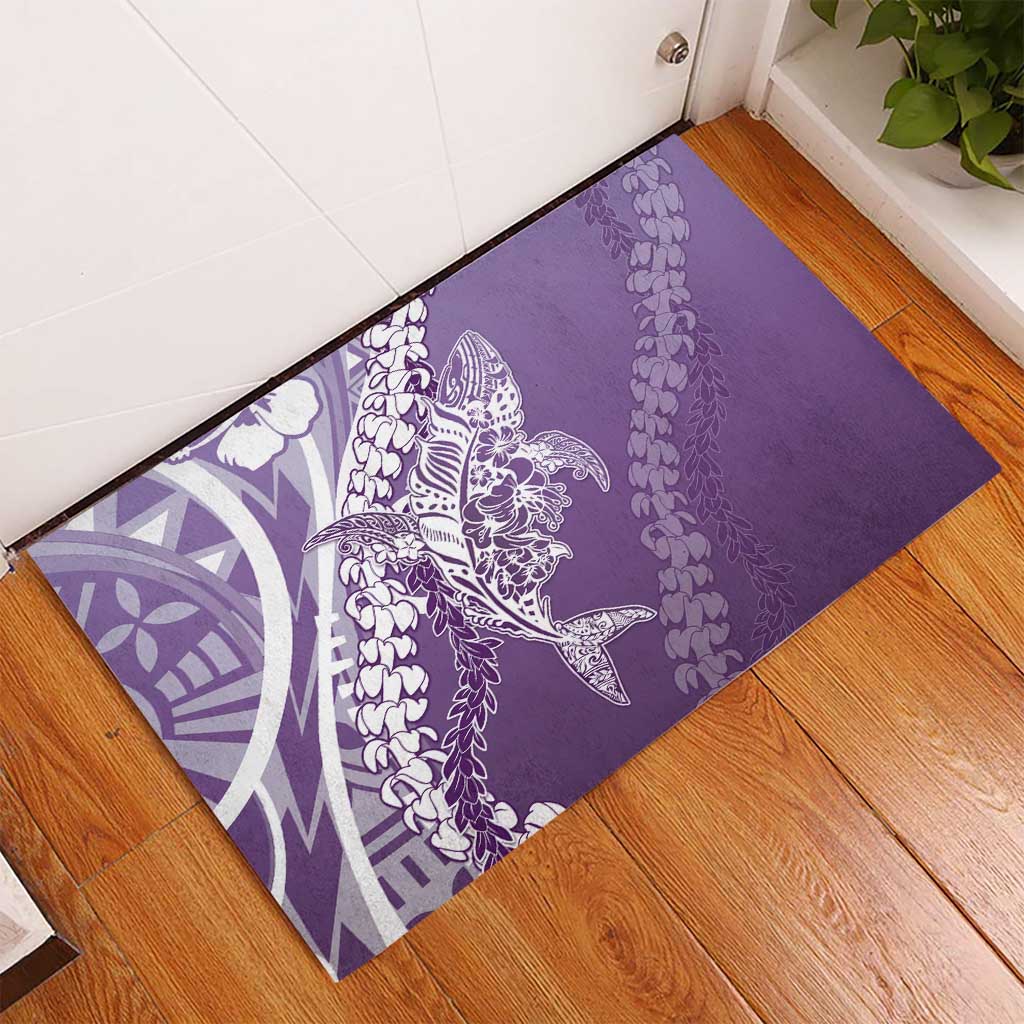 Hawaii Puakenikeni And Maile Lei Rubber Doormat Violet Polynesian Shark Tattoo DT05