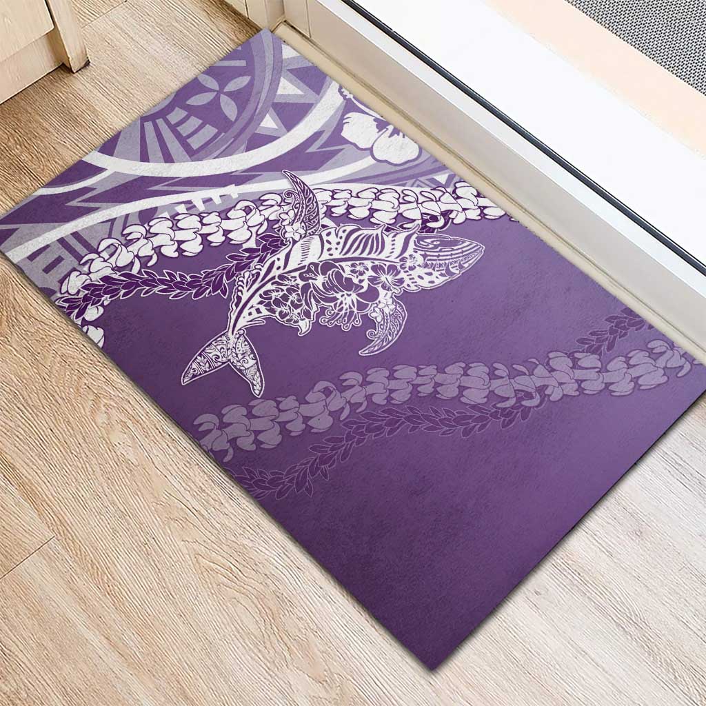 Hawaii Puakenikeni And Maile Lei Rubber Doormat Violet Polynesian Shark Tattoo DT05
