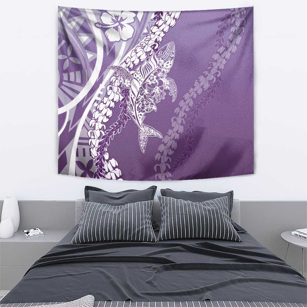 Hawaii Puakenikeni And Maile Lei Tapestry Violet Polynesian Shark Tattoo DT05