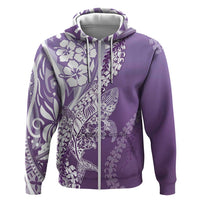Hawaii Puakenikeni And Maile Lei Zip Hoodie Violet Polynesian Shark Tattoo DT05 Zip Hoodie Violet - Polynesian Pride