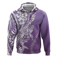 Hawaii Puakenikeni And Maile Lei Zip Hoodie Violet Polynesian Shark Tattoo DT05 Pullover Hoodie Violet - Polynesian Pride