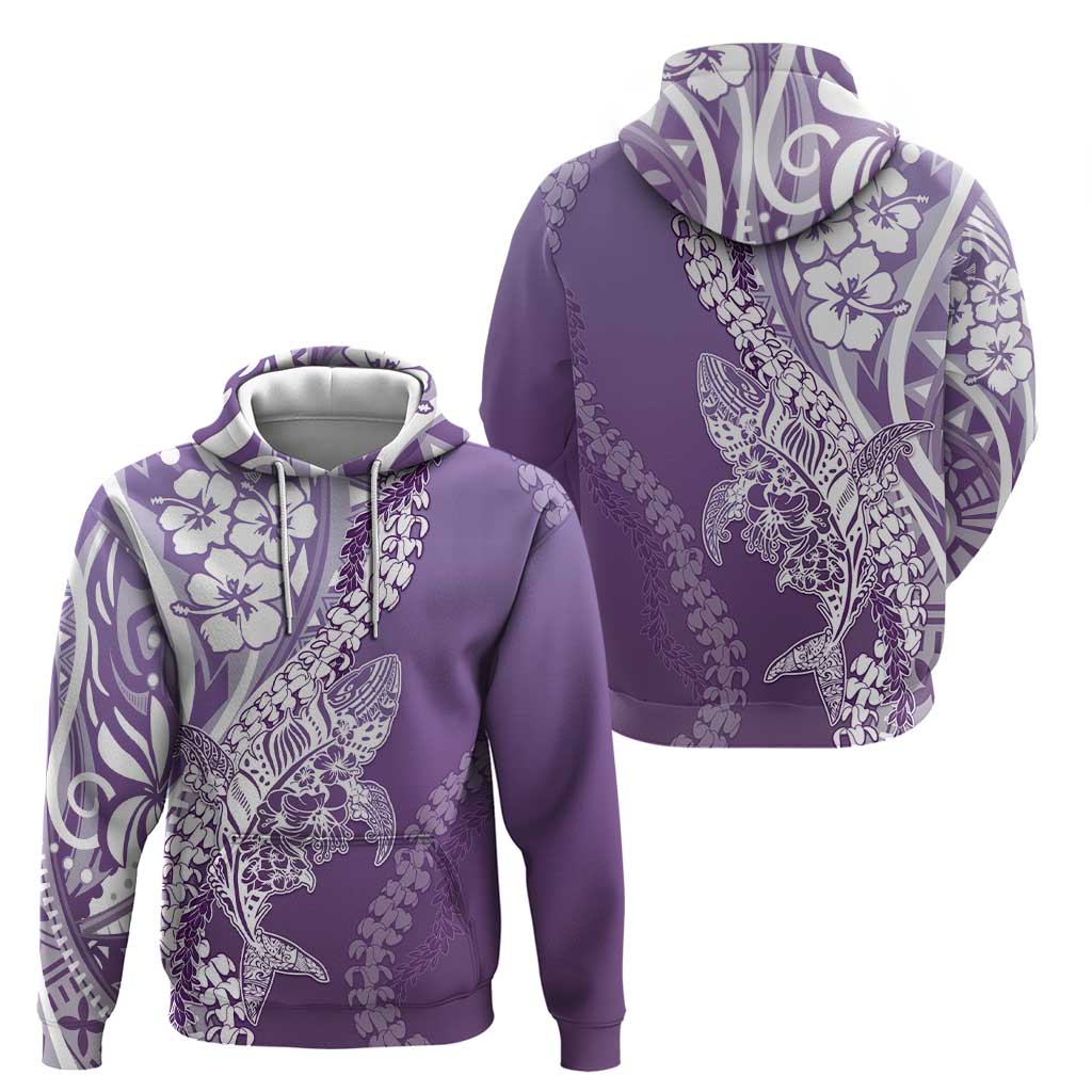 Hawaii Puakenikeni And Maile Lei Zip Hoodie Violet Polynesian Shark Tattoo DT05 - Polynesian Pride