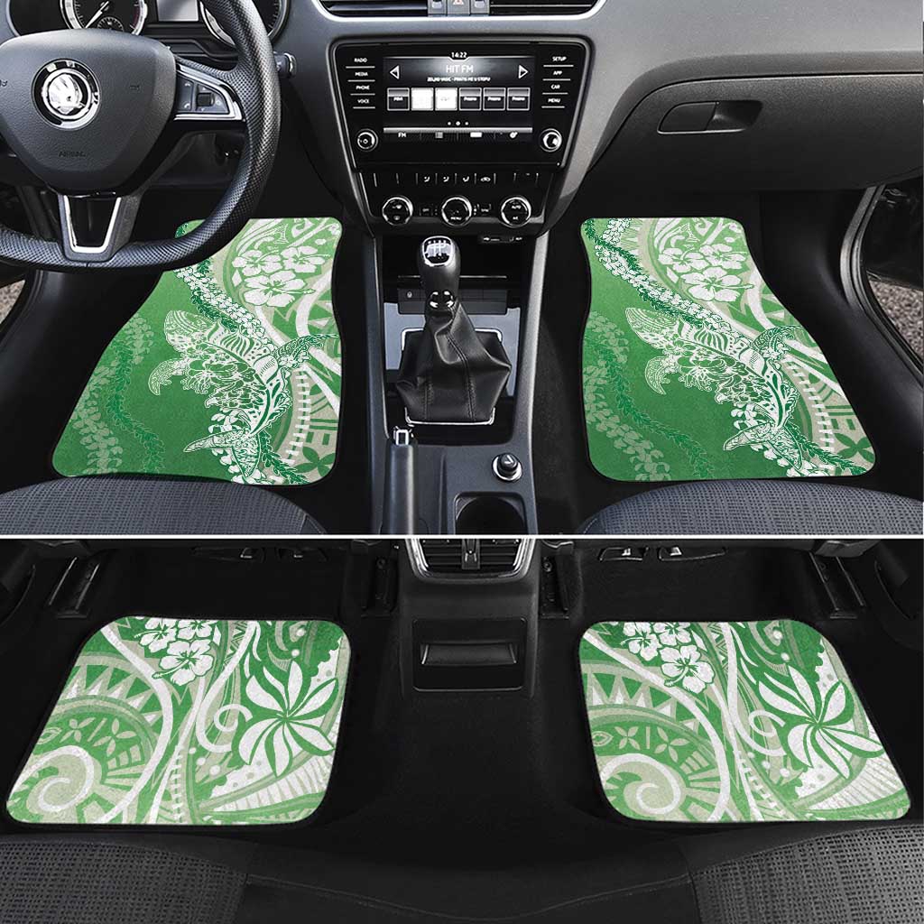 Hawaii Puakenikeni And Maile Lei Car Mats Green Polynesian Shark Tattoo DT05