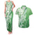 Hawaii Puakenikeni And Maile Lei Couples Matching Tank Maxi Dress and Hawaiian Shirt Green Polynesian Shark Tattoo DT05