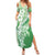 Hawaii Puakenikeni And Maile Lei Family Matching Summer Maxi Dress and Hawaiian Shirt Green Polynesian Shark Tattoo DT05