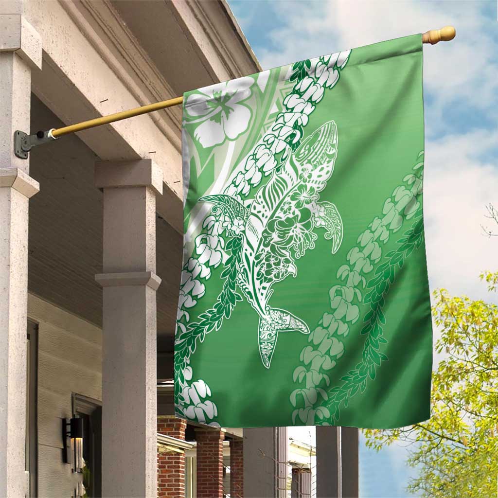 Hawaii Puakenikeni And Maile Lei Garden Flag Green Polynesian Shark Tattoo DT05