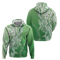 Hawaii Puakenikeni And Maile Lei Hoodie Green Polynesian Shark Tattoo DT05