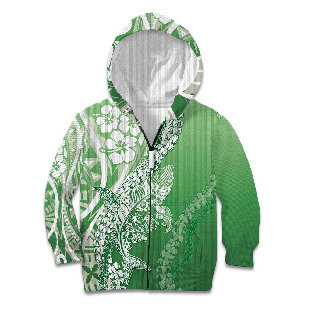 Hawaii Puakenikeni And Maile Lei Kid Hoodie Green Polynesian Shark Tattoo DT05