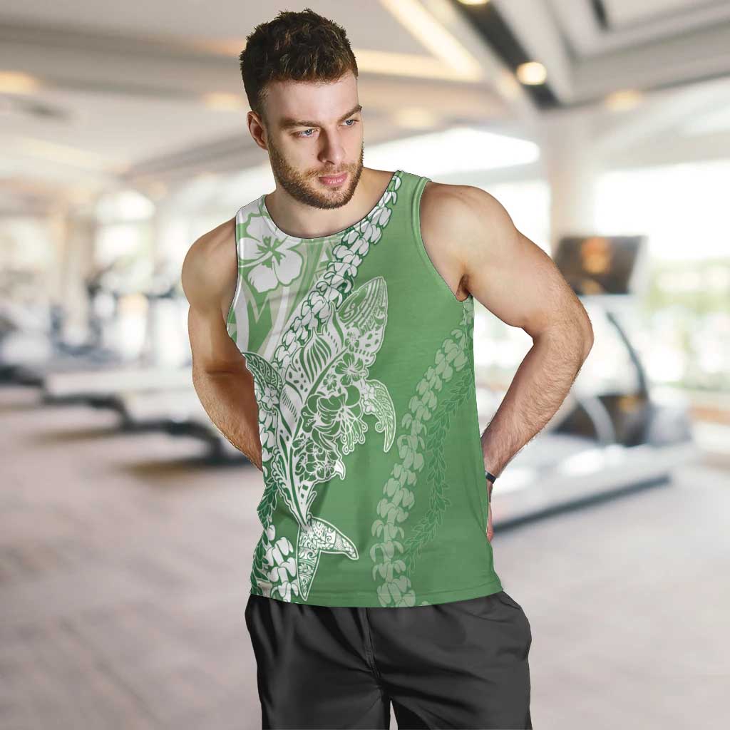 Hawaii Puakenikeni And Maile Lei Men Tank Top Green Polynesian Shark Tattoo DT05