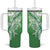 Hawaii Puakenikeni And Maile Lei Tumbler With Handle Green Polynesian Shark Tattoo DT05