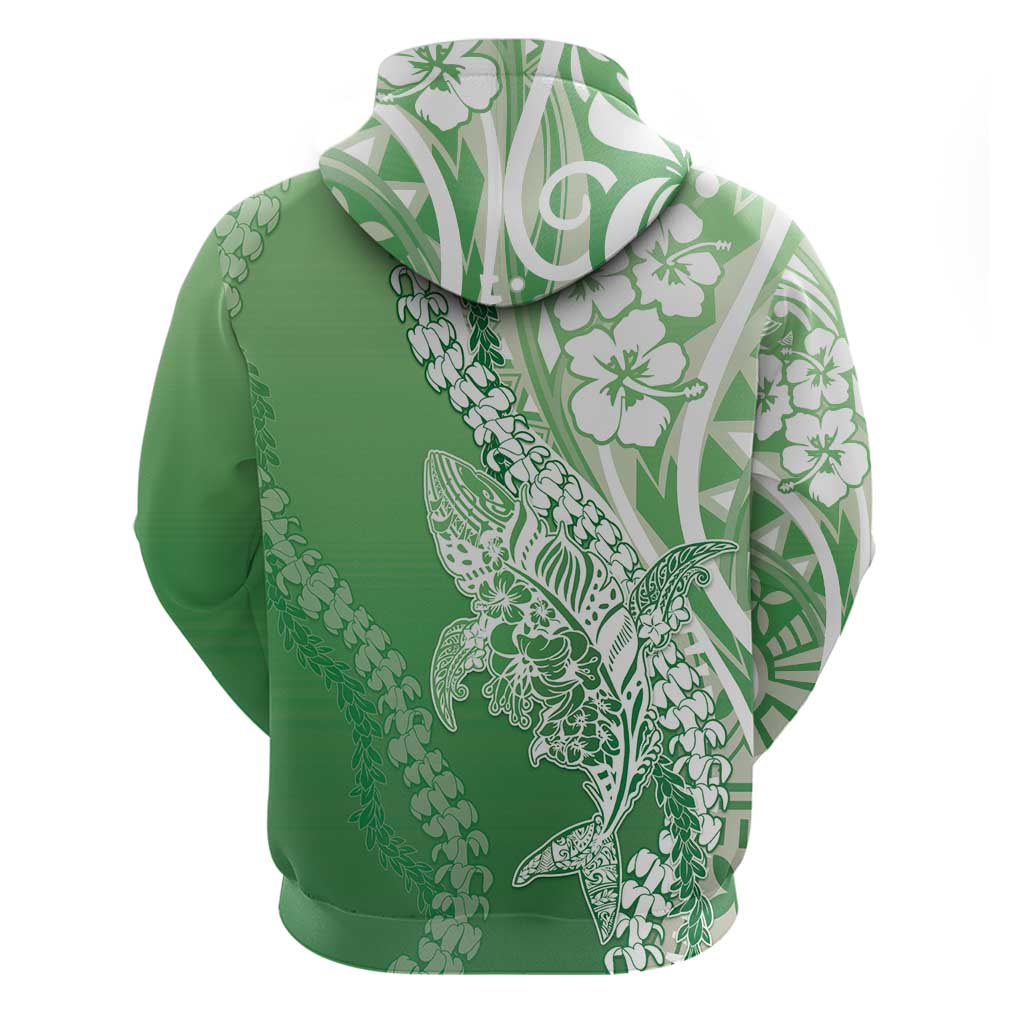 Hawaii Puakenikeni And Maile Lei Zip Hoodie Green Polynesian Shark Tattoo DT05 - Polynesian Pride