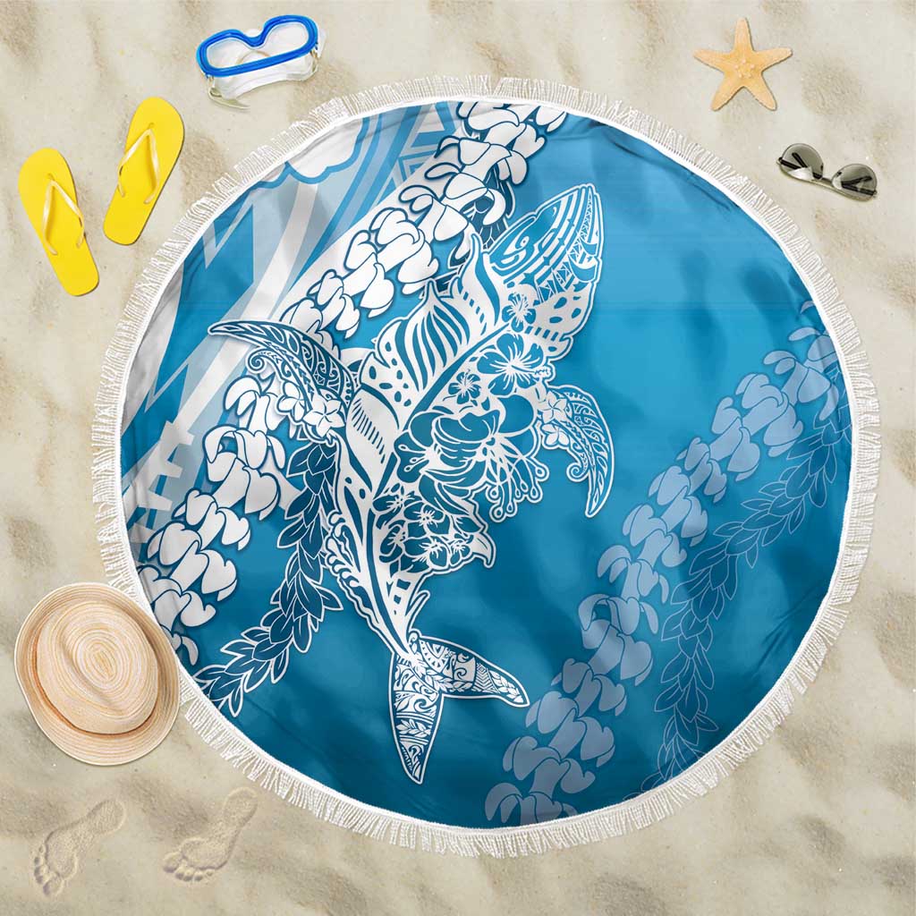 Hawaii Puakenikeni And Maile Lei Beach Blanket Blue Polynesian Shark Tattoo DT05