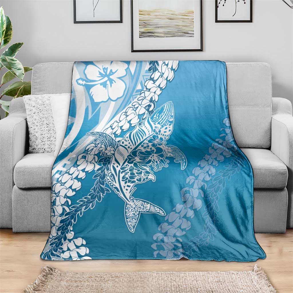 Hawaii Puakenikeni And Maile Lei Blanket Blue Polynesian Shark Tattoo DT05