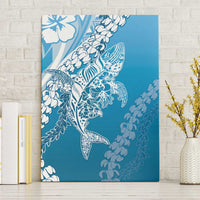 Hawaii Puakenikeni And Maile Lei Canvas Wall Art Blue Polynesian Shark Tattoo DT05