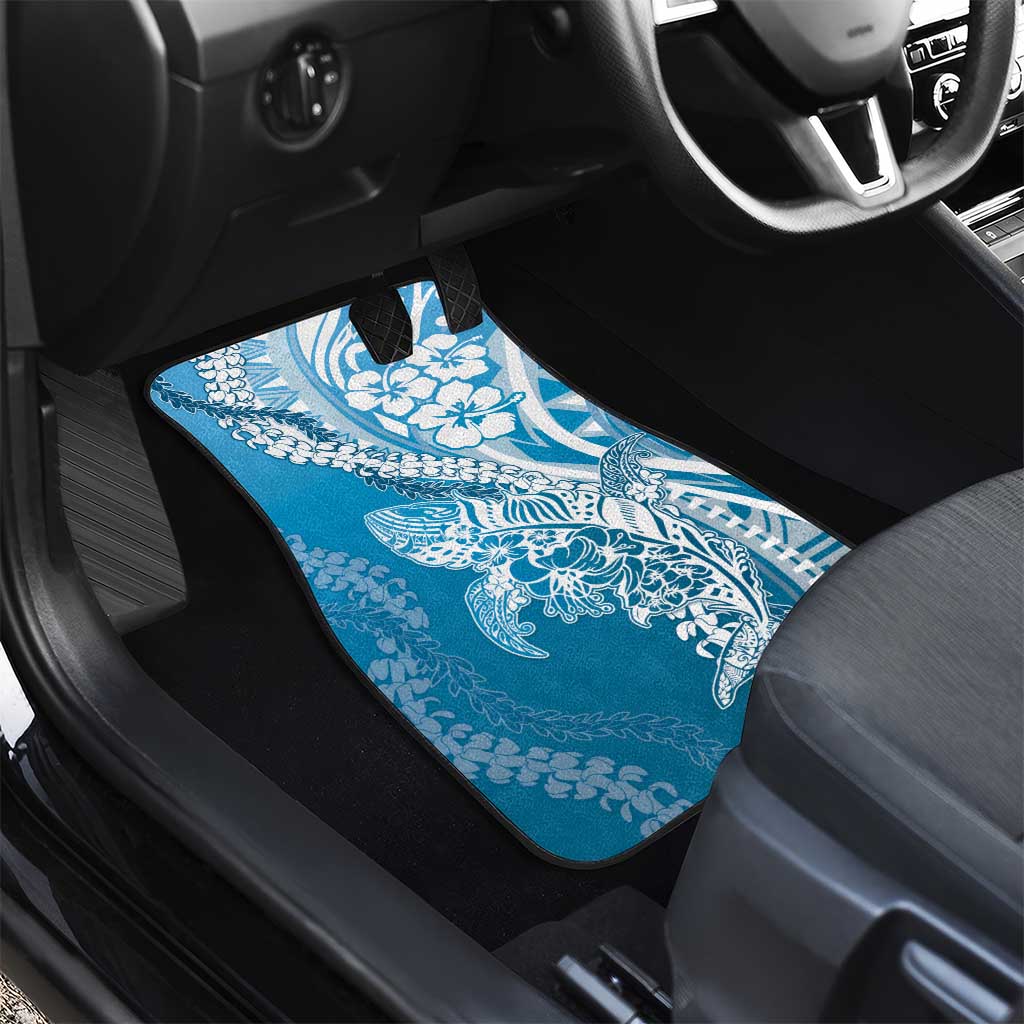 Hawaii Puakenikeni And Maile Lei Car Mats Blue Polynesian Shark Tattoo DT05
