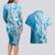 Hawaii Puakenikeni And Maile Lei Couples Matching Long Sleeve Bodycon Dress and Hawaiian Shirt Blue Polynesian Shark Tattoo DT05