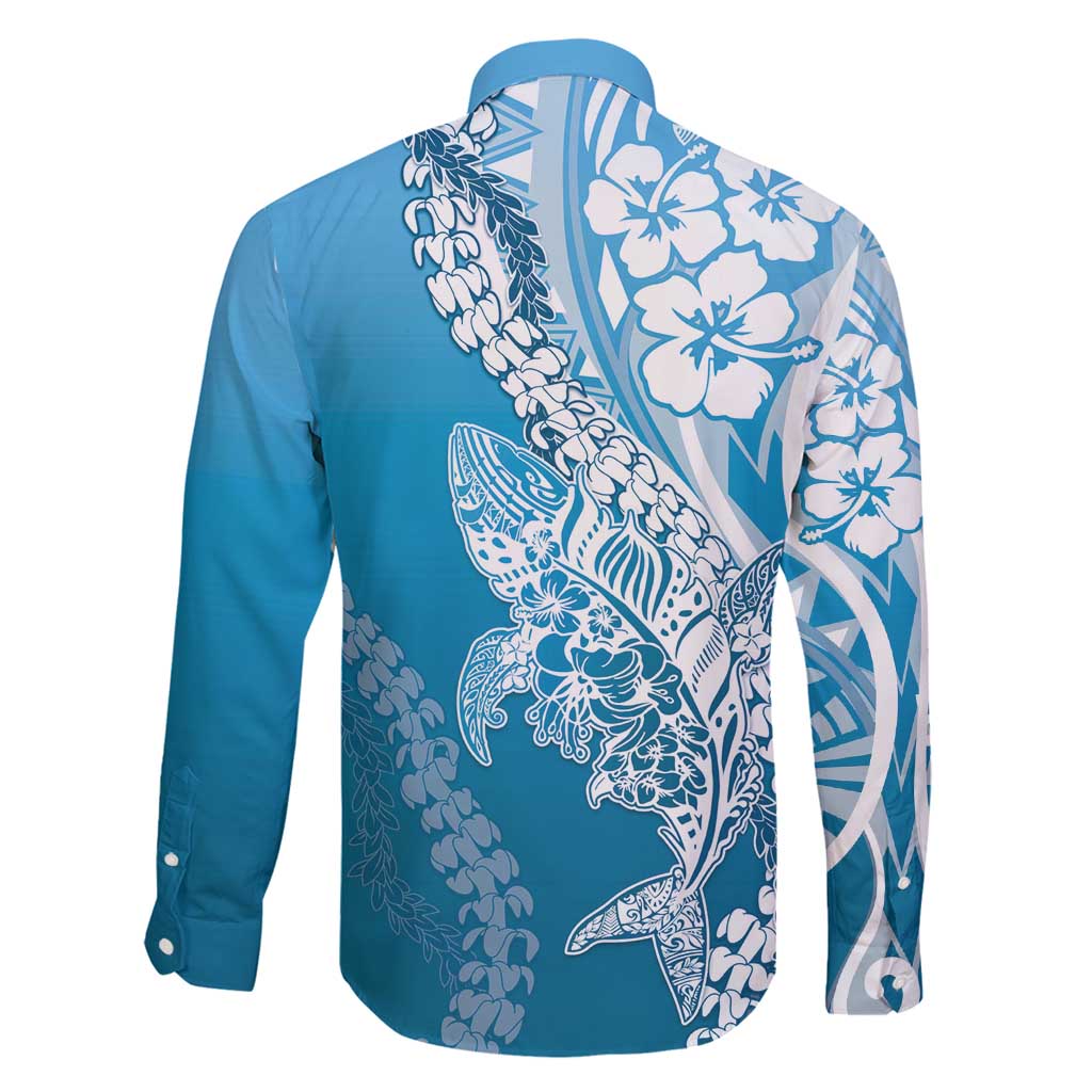 Hawaii Puakenikeni And Maile Lei Family Matching Summer Maxi Dress and Hawaiian Shirt Blue Polynesian Shark Tattoo DT05