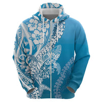 Hawaii Puakenikeni And Maile Lei Hoodie Blue Polynesian Shark Tattoo DT05