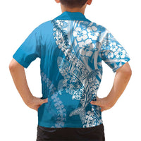 Hawaii Puakenikeni And Maile Lei Kid Hawaiian Shirt Blue Polynesian Shark Tattoo DT05 - Polynesian Pride