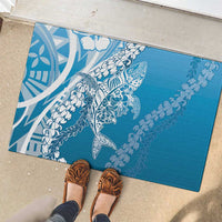 Hawaii Puakenikeni And Maile Lei Rubber Doormat Blue Polynesian Shark Tattoo DT05