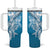 Hawaii Puakenikeni And Maile Lei Tumbler With Handle Blue Polynesian Shark Tattoo DT05