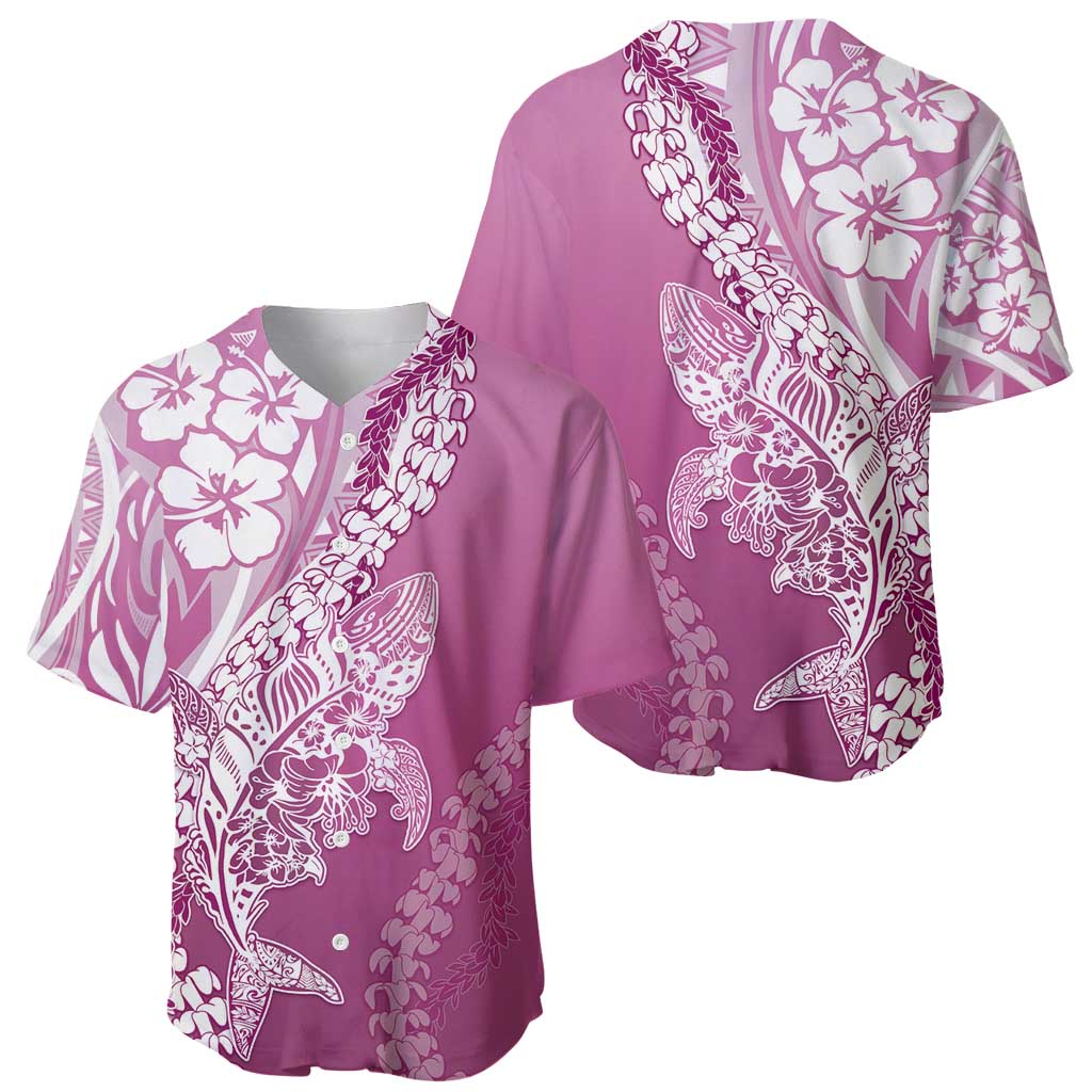 Hawaii Puakenikeni And Maile Lei Baseball Jersey Pink Polynesian Shark Tattoo DT05