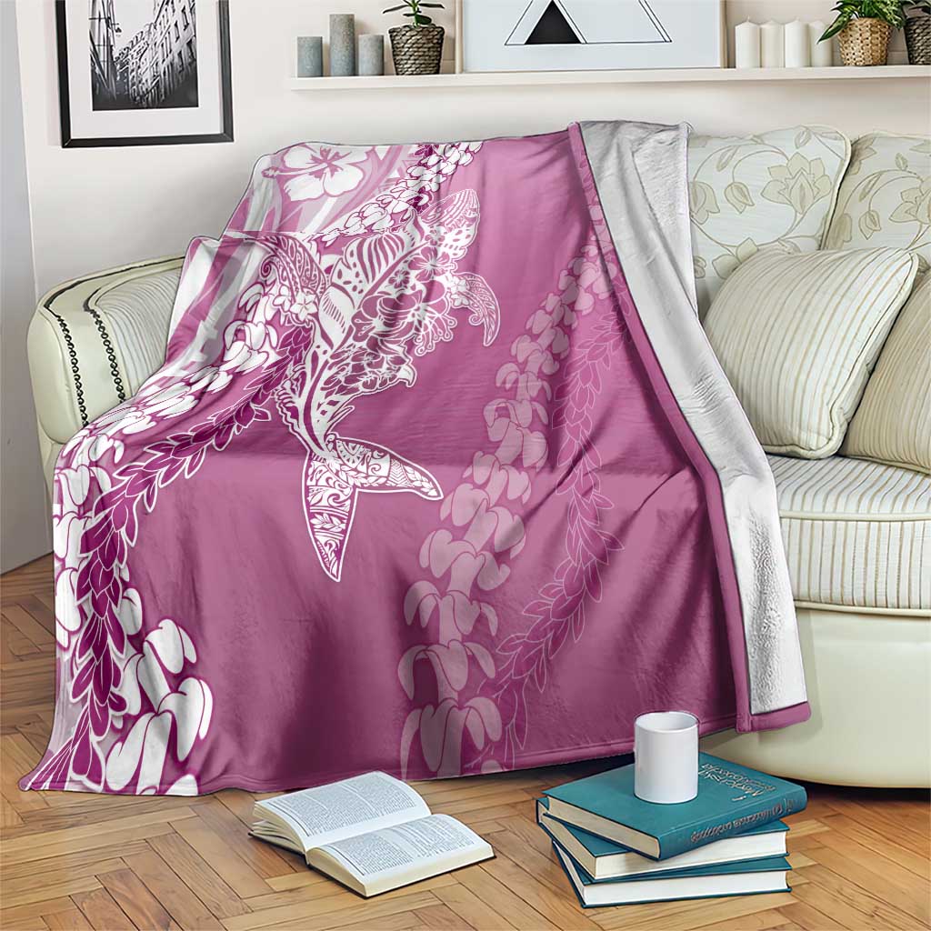Hawaii Puakenikeni And Maile Lei Blanket Pink Polynesian Shark Tattoo DT05
