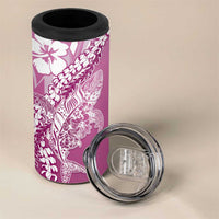 Hawaii Puakenikeni And Maile Lei 4 in 1 Can Cooler Tumbler Pink Polynesian Shark Tattoo DT05