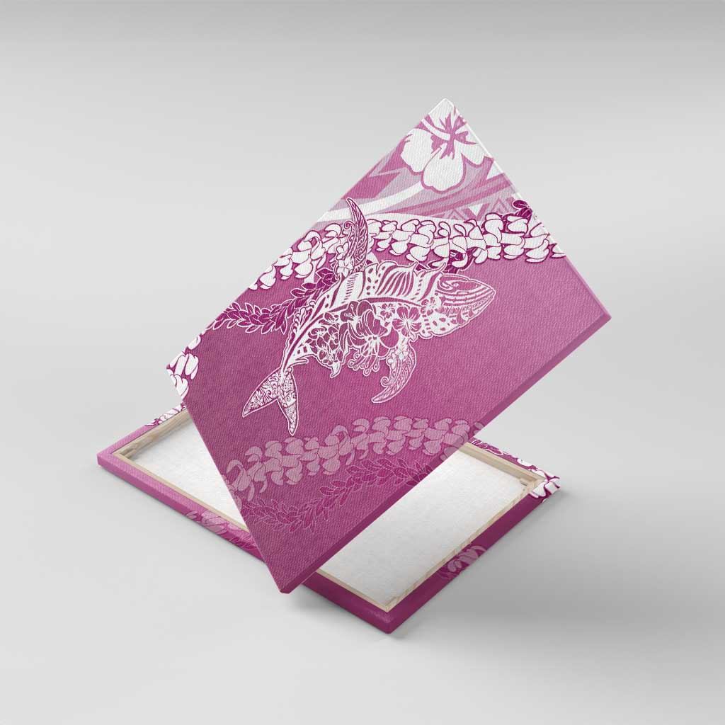 Hawaii Puakenikeni And Maile Lei Canvas Wall Art Pink Polynesian Shark Tattoo DT05