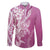 Hawaii Puakenikeni And Maile Lei Family Matching Puletasi and Hawaiian Shirt Pink Polynesian Shark Tattoo DT05