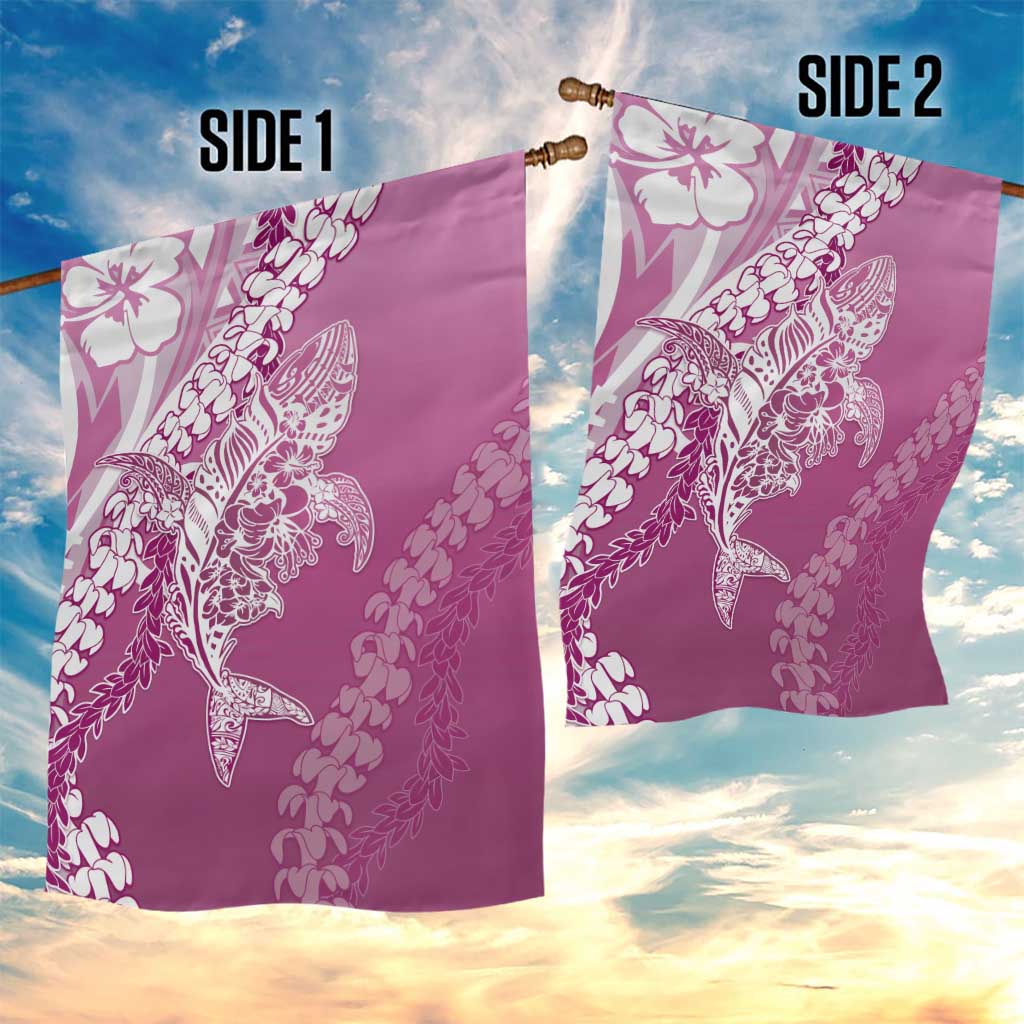 Hawaii Puakenikeni And Maile Lei Garden Flag Pink Polynesian Shark Tattoo DT05