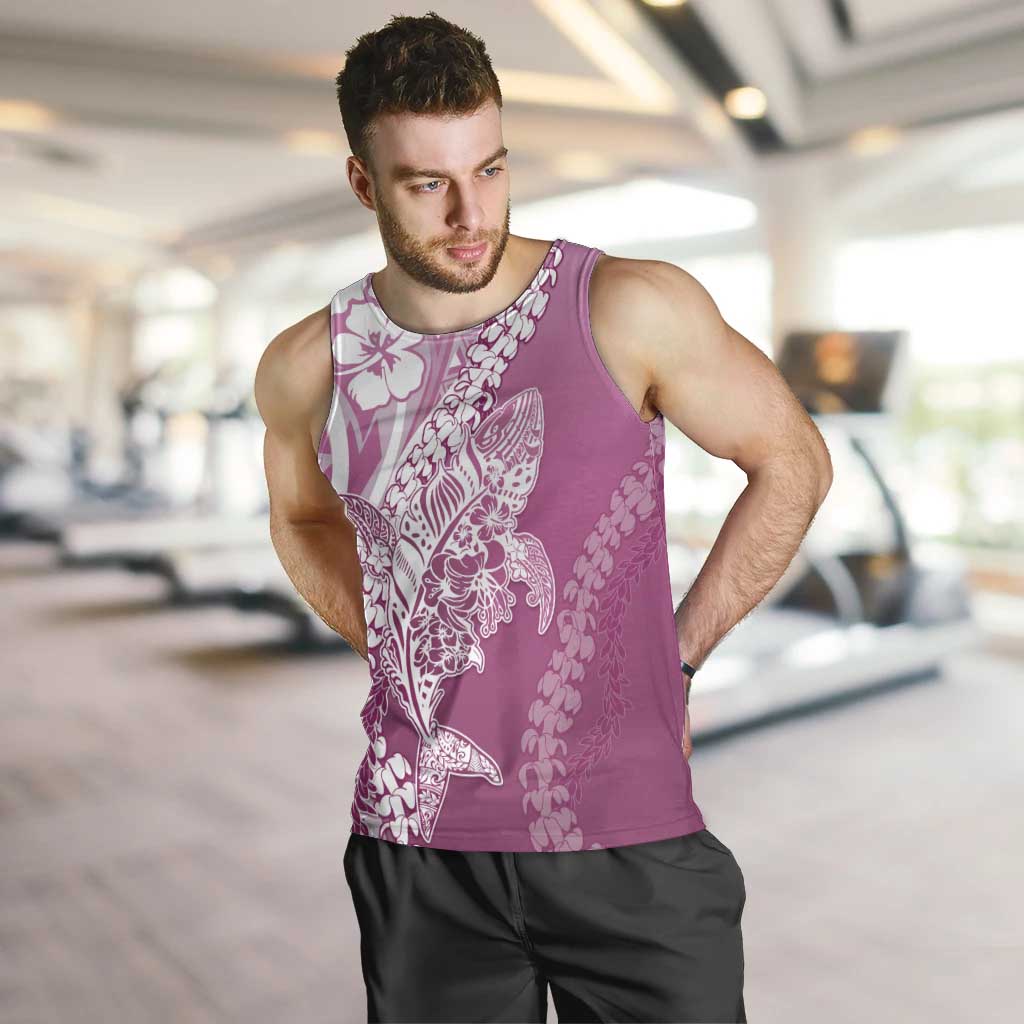 Hawaii Puakenikeni And Maile Lei Men Tank Top Pink Polynesian Shark Tattoo DT05