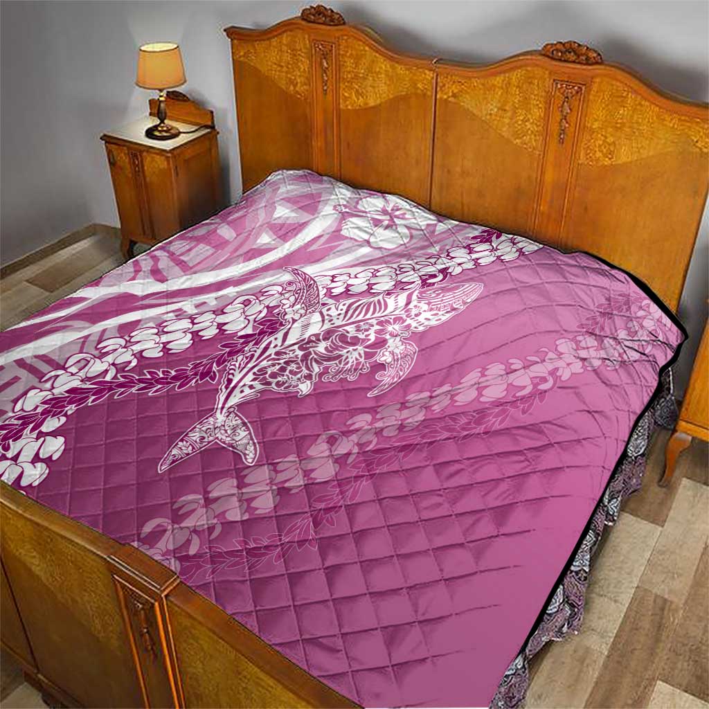 Hawaii Puakenikeni And Maile Lei Quilt Pink Polynesian Shark Tattoo DT05
