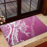 Hawaii Puakenikeni And Maile Lei Rubber Doormat Pink Polynesian Shark Tattoo DT05