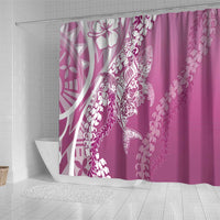 Hawaii Puakenikeni And Maile Lei Shower Curtain Pink Polynesian Shark Tattoo DT05