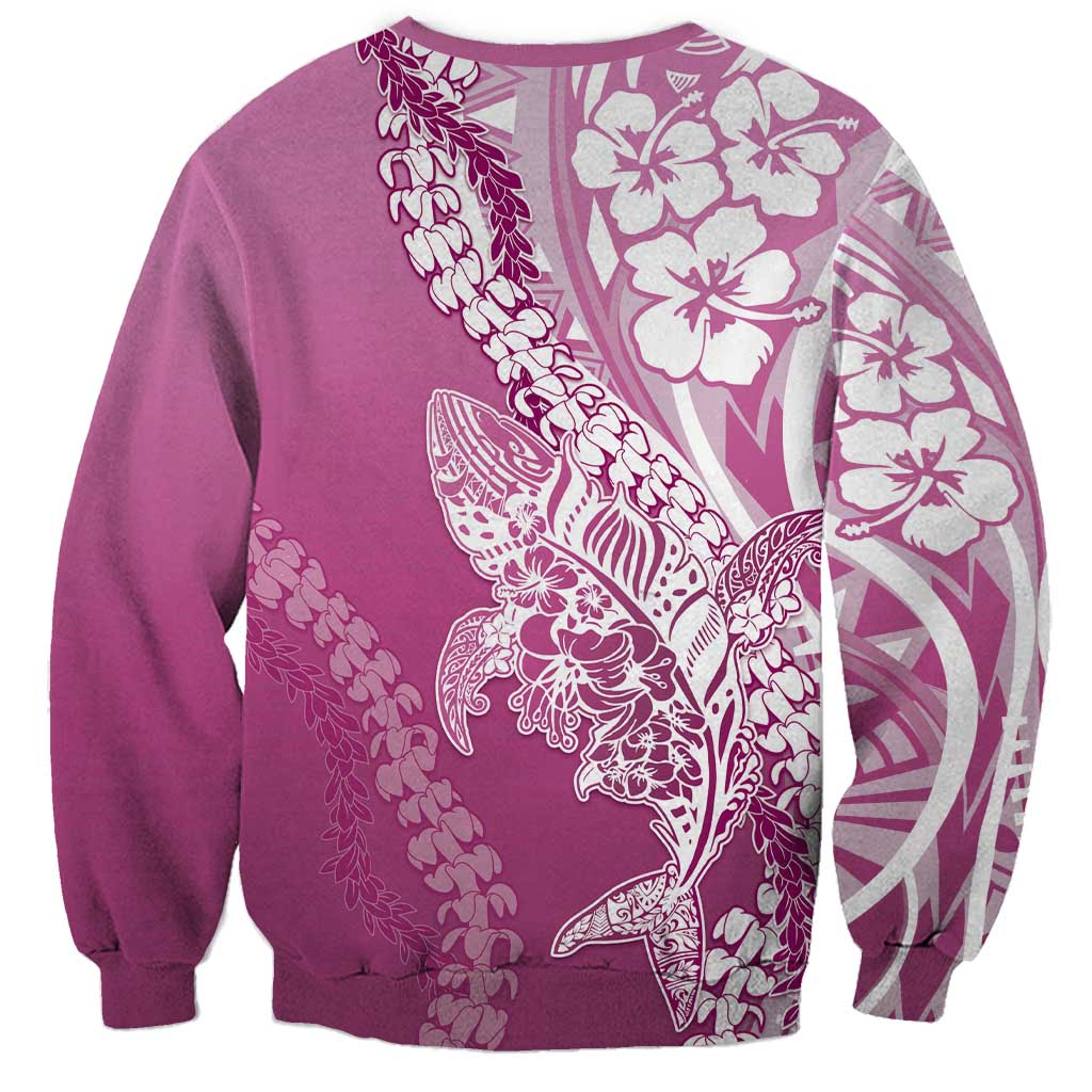 Hawaii Puakenikeni And Maile Lei Sweatshirt Pink Polynesian Shark Tattoo DT05 - Polynesian Pride