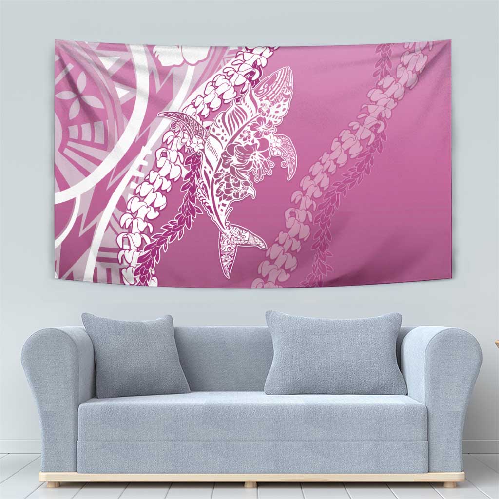 Hawaii Puakenikeni And Maile Lei Tapestry Pink Polynesian Shark Tattoo DT05