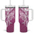Hawaii Puakenikeni And Maile Lei Tumbler With Handle Pink Polynesian Shark Tattoo DT05