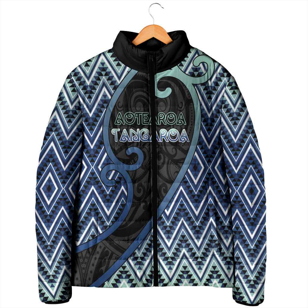 Custom Aotearoa Atua Tangaroa Padded Jacket God Of Ocean Koru Patterns